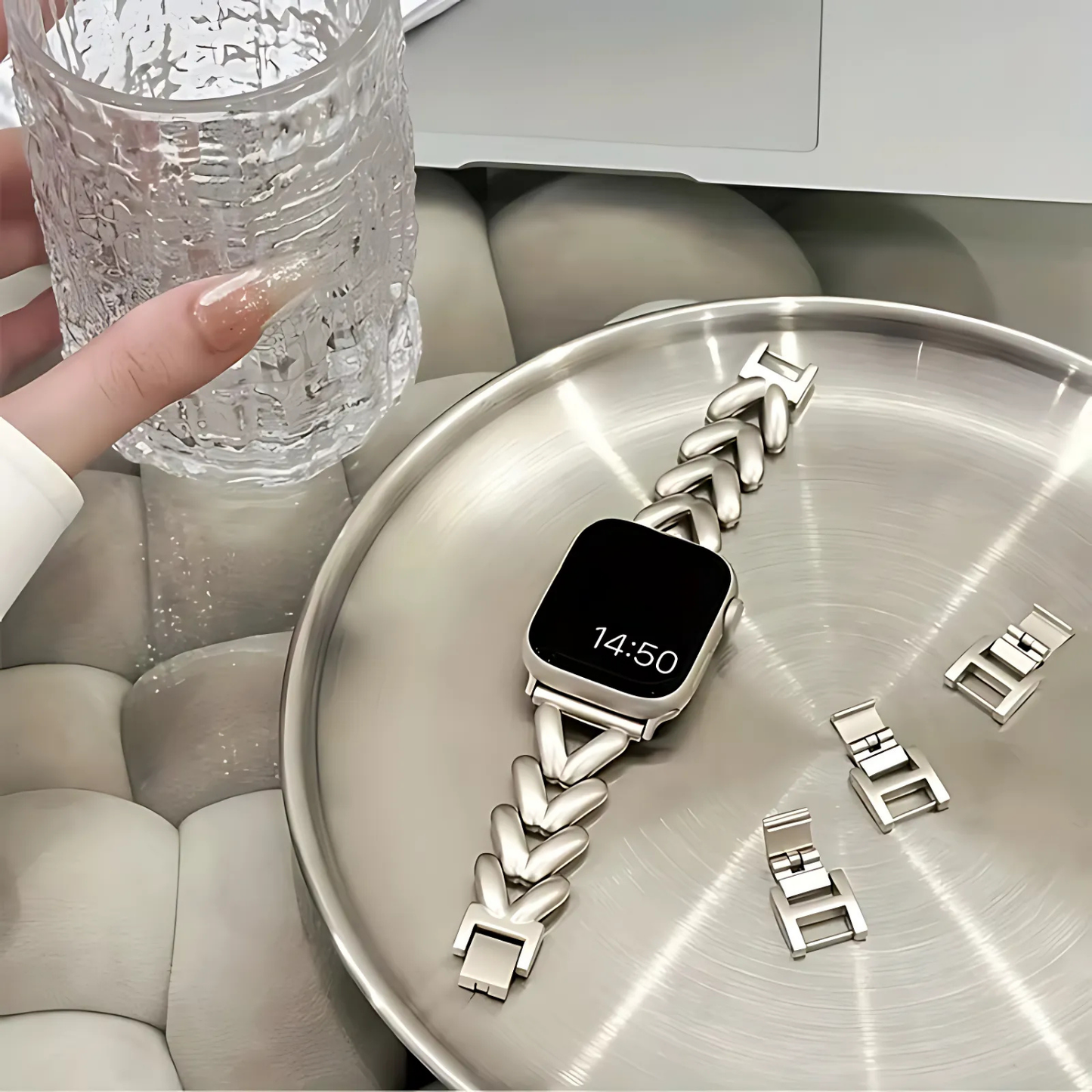 Luxury Love Heart Metal Watch Strap