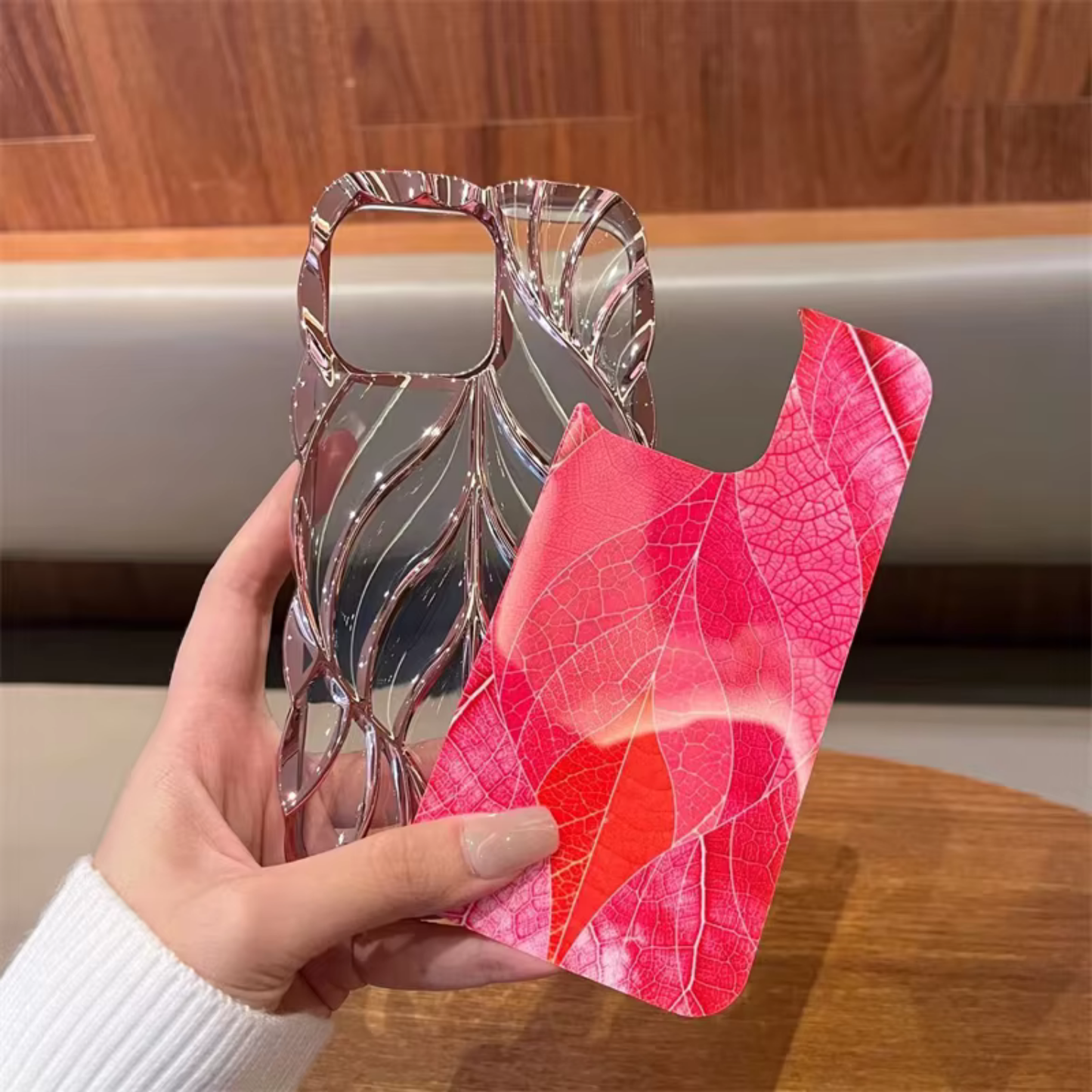 Luxury Tree Leaf Plating Frame Phone Case