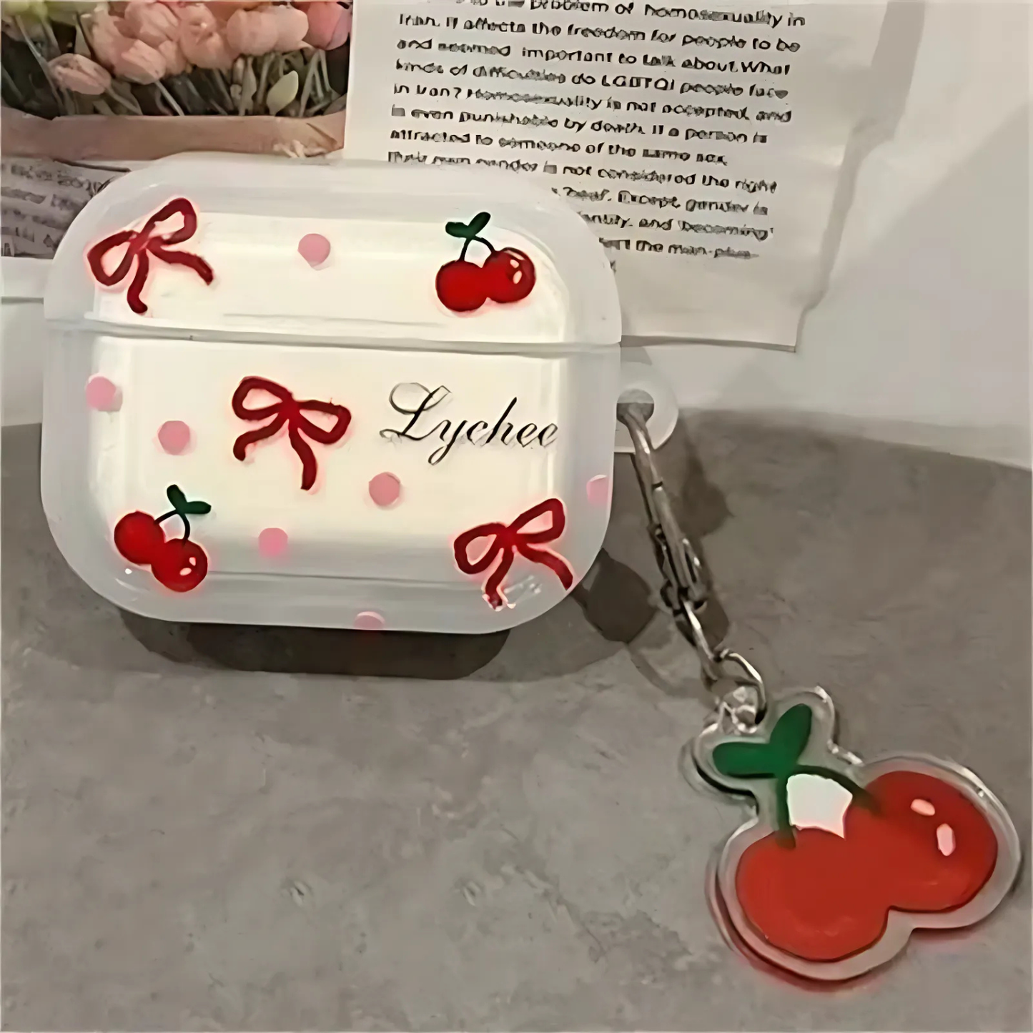 Cute Bow Cherry AirPods Case