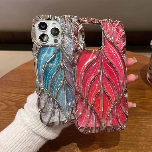 Luxury Tree Leaf Plating Frame Phone Case
