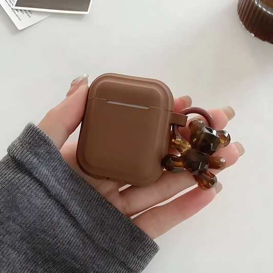 Chocolate Khaki Phone Case with Bear Keychain