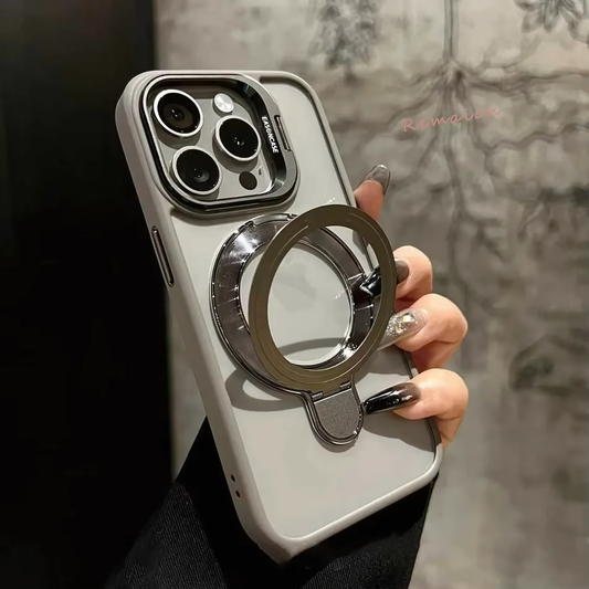 Magnetic Ring Glass Lens Stand Phone Case