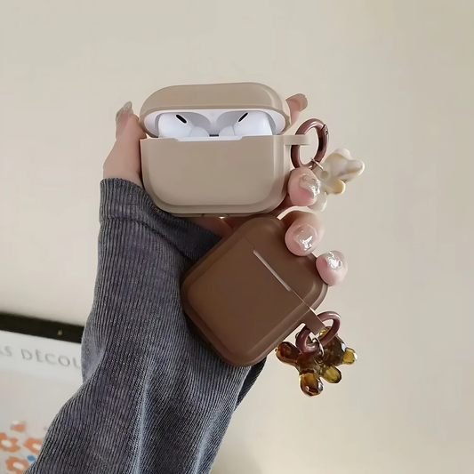 Chocolate Khaki Phone Case with Bear Keychain