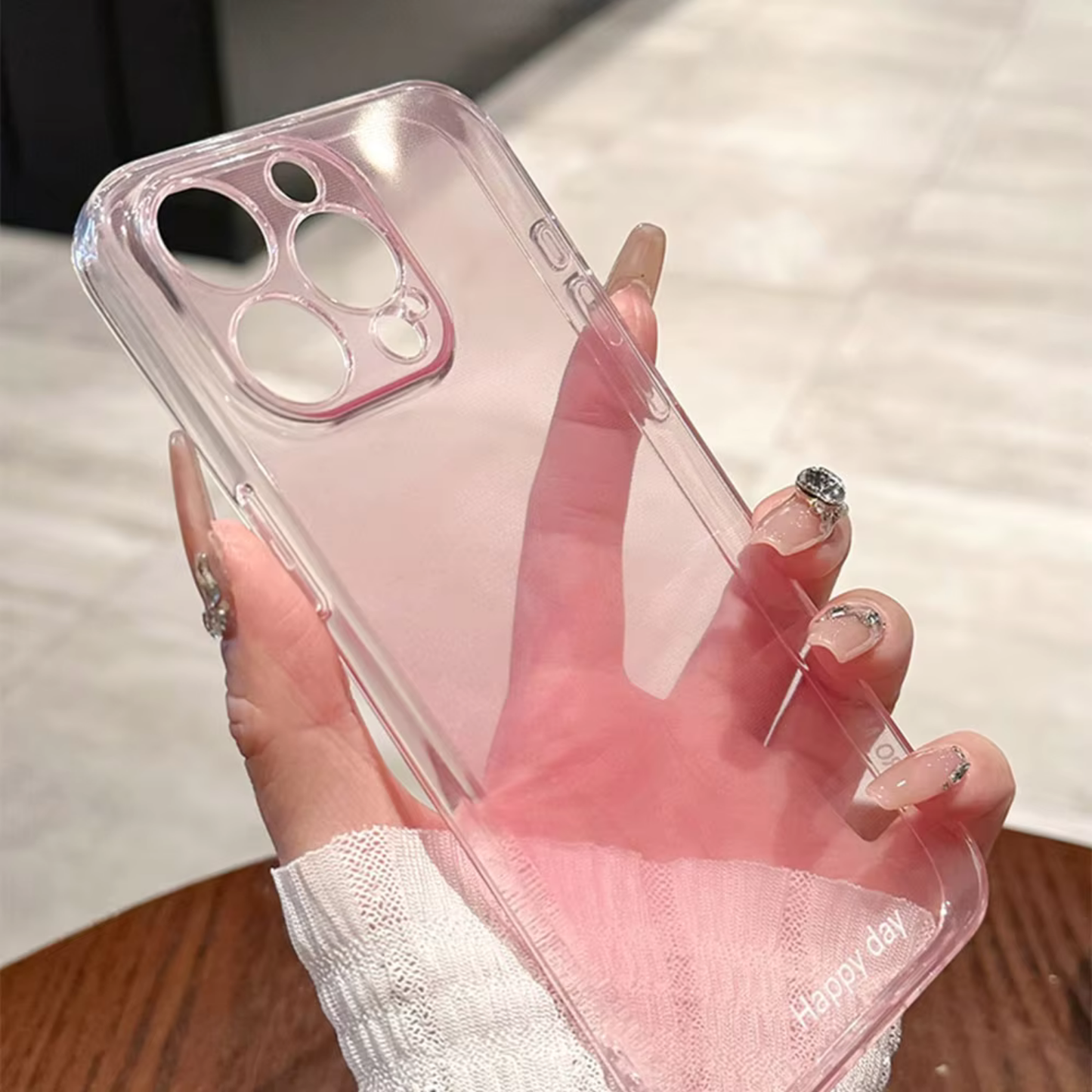 Clear Powder Pink Silicone Phone Case
